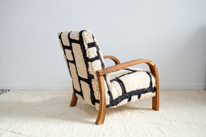 Mid Century Armchair - White & Black