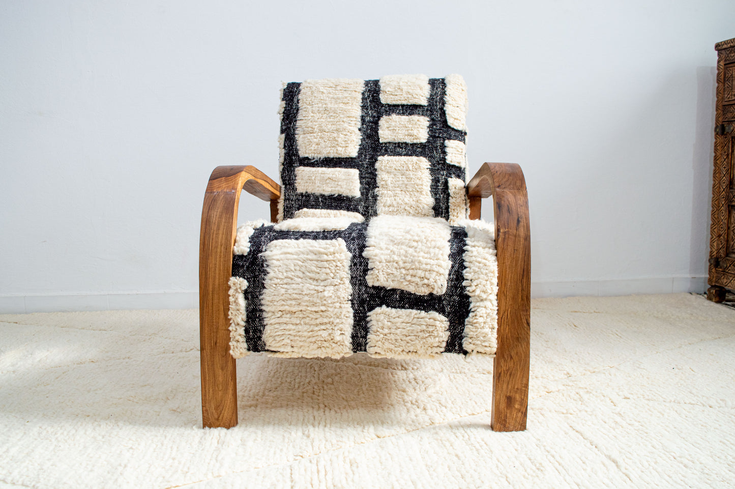 Mid Century Armchair - White & Black