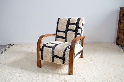 Mid Century Armchair - White & Black