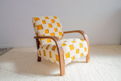 Checkered Rug Chair - Orange & White