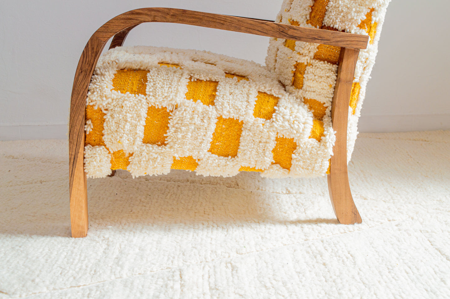 Checkered Rug Chair - Orange & White