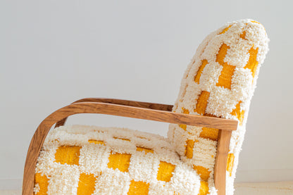 Checkered Rug Chair - Orange & White