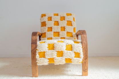 Checkered Rug Chair - Orange & White