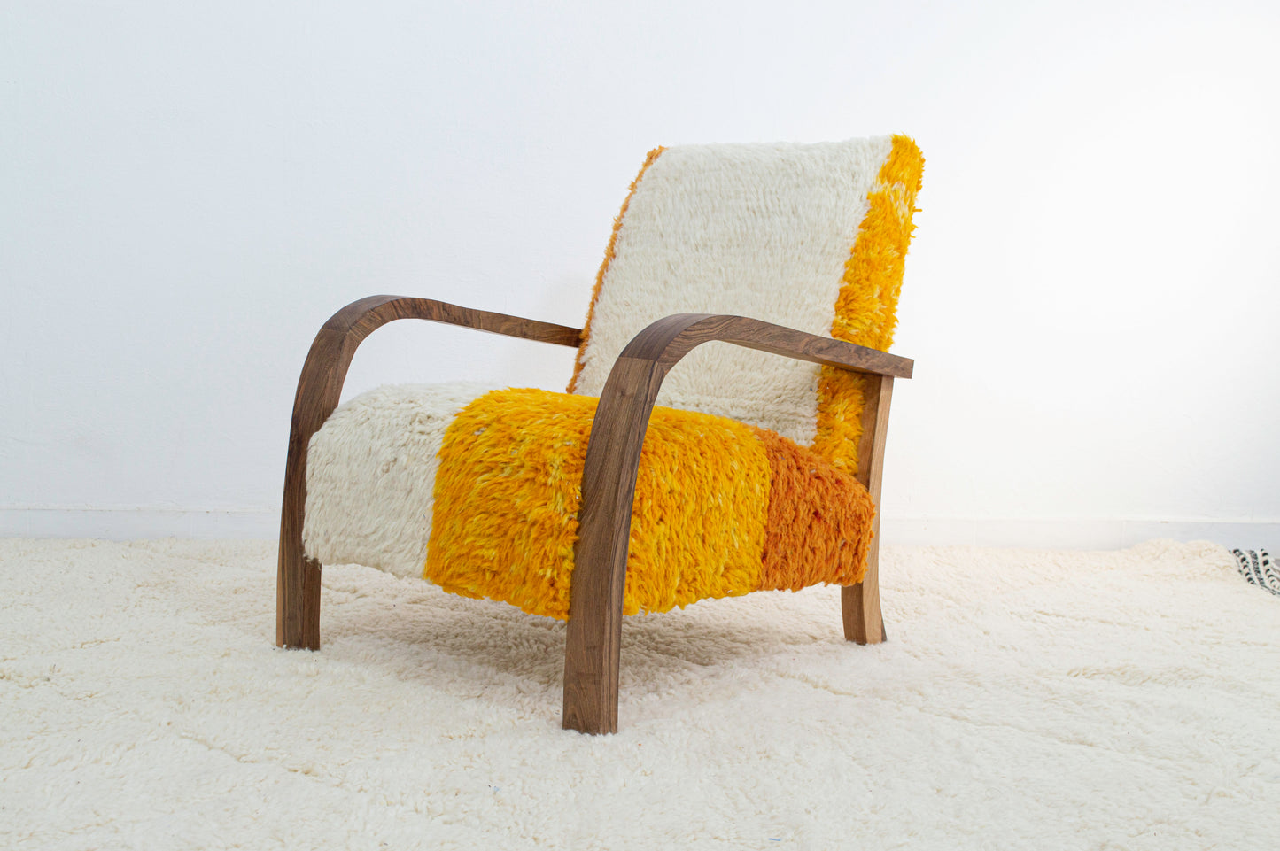 Midcentury Rug Chair - White & Orange