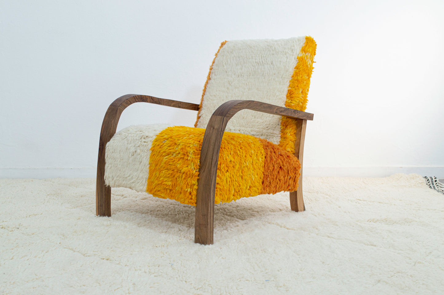 Midcentury Rug Chair - White & Orange