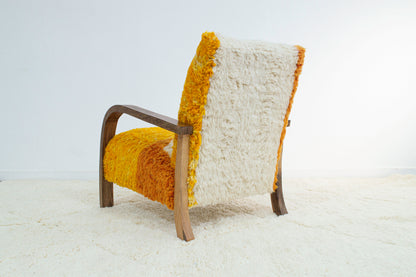 Midcentury Rug Chair - White & Orange