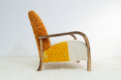 Midcentury Rug Chair - White & Orange