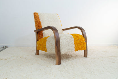 Midcentury Rug Chair - White & Orange