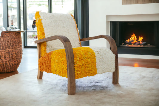 Midcentury Rug Chair - White & Orange