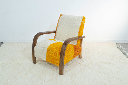 Midcentury Rug Chair - White & Orange